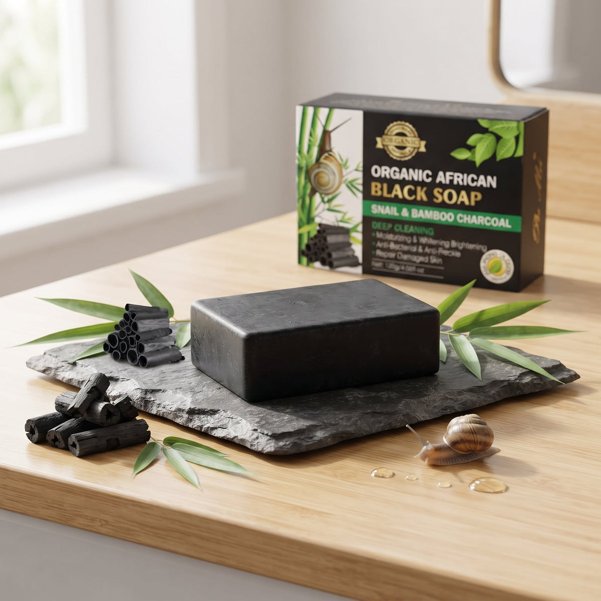 Organic Handmade African Black Soap for Dark Remover Skin Whitening Soap – image 8