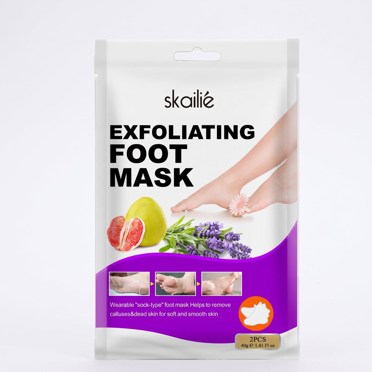 OEM/ODM Natural Herbal Pedicure Foot Spa Mask Removal Calluses Crack Heel Skin Whitening Lavender Exfoliating Foot Mask – image 3